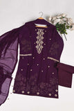 RTW-163-Purple - 3Pc Stitched Chiffon Embroidered Dress