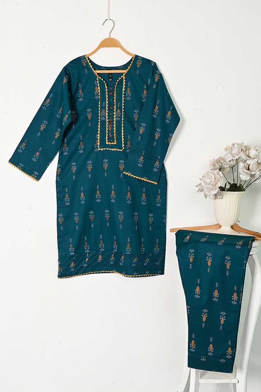 CPTP-11B-Turquoise - 2Pc Ready to Wear Cotton Printed Co-Ord Dress