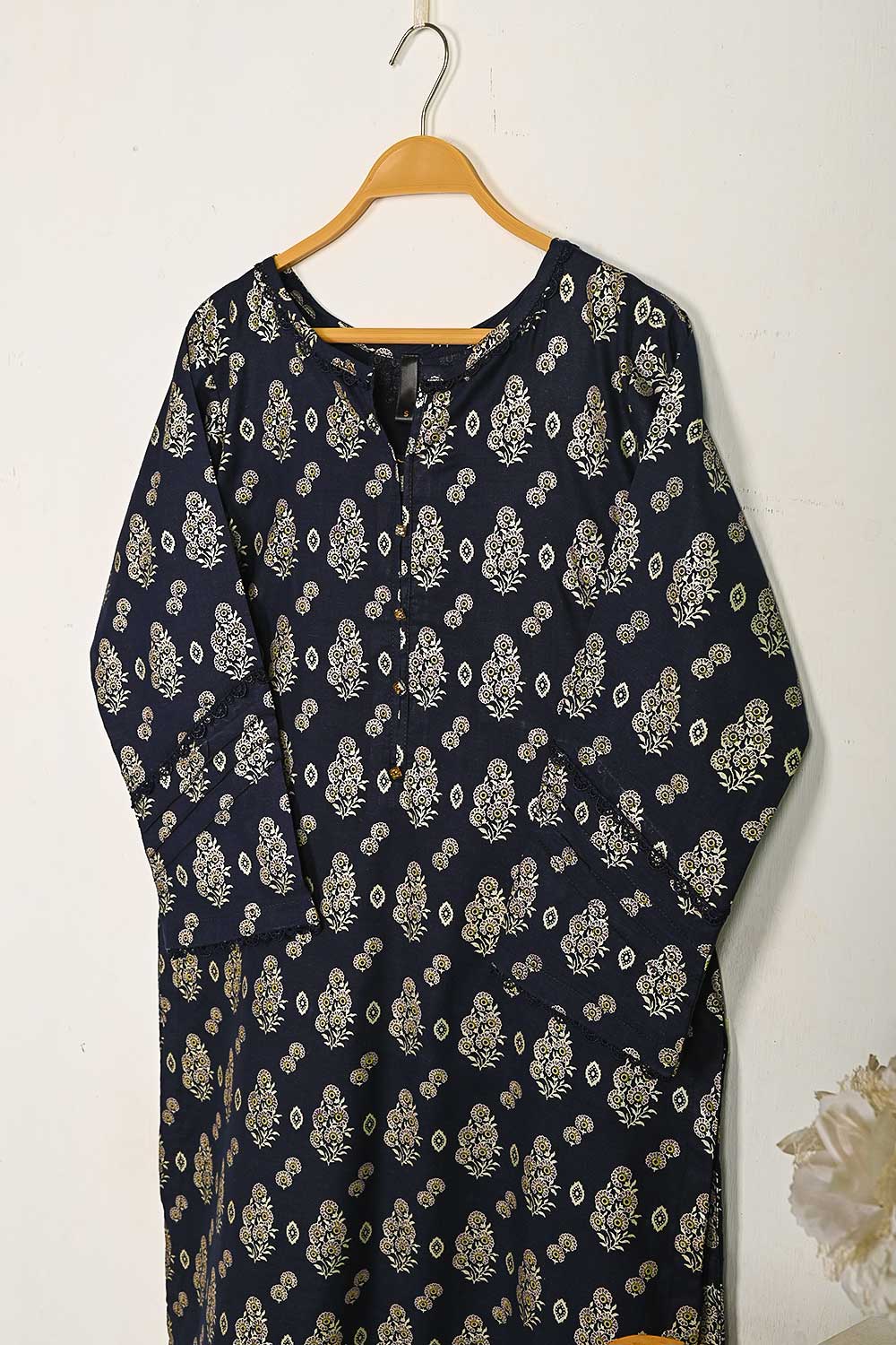 CPTP-14A-NavyBlue - 2Pc Ready to Wear Cotton Printed Co-Ord Dress