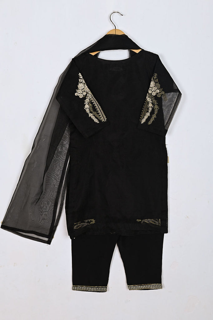 TKF-107-Black - Kids 3Pc Organza Formal Dress