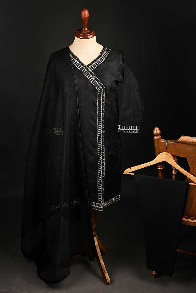 RTW-155-Black - 3Pc Stitched Khaadi Net Embroidered Dress