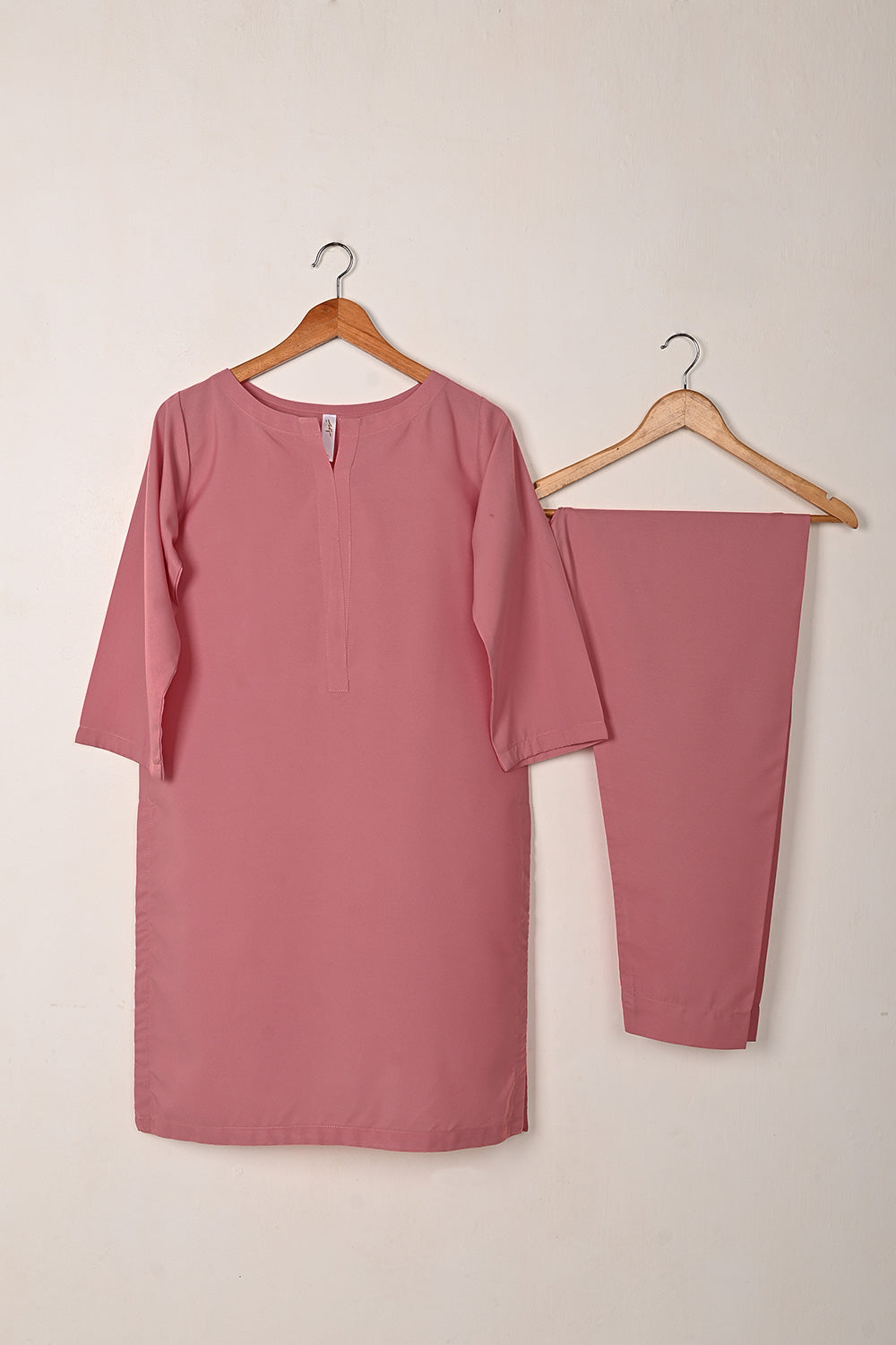 STP-229B-Tea Pink - 2Pc Ready to Wear Malai Solid Dress