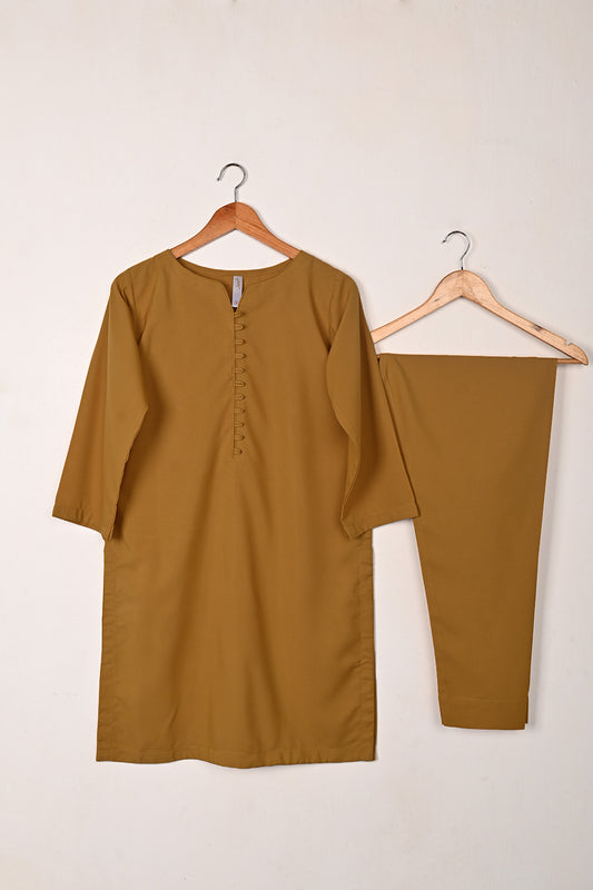 STP-235C-Mustard - 2Pc Ready to Wear Malai Solid Dress