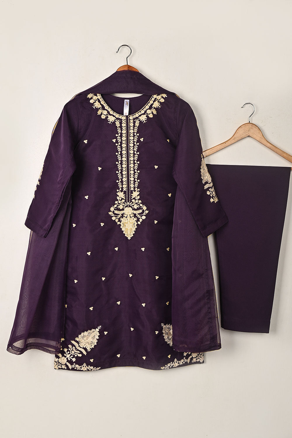 RTW-332-Purple -  3Pc Ready to Wear Embroidered Organza Dress