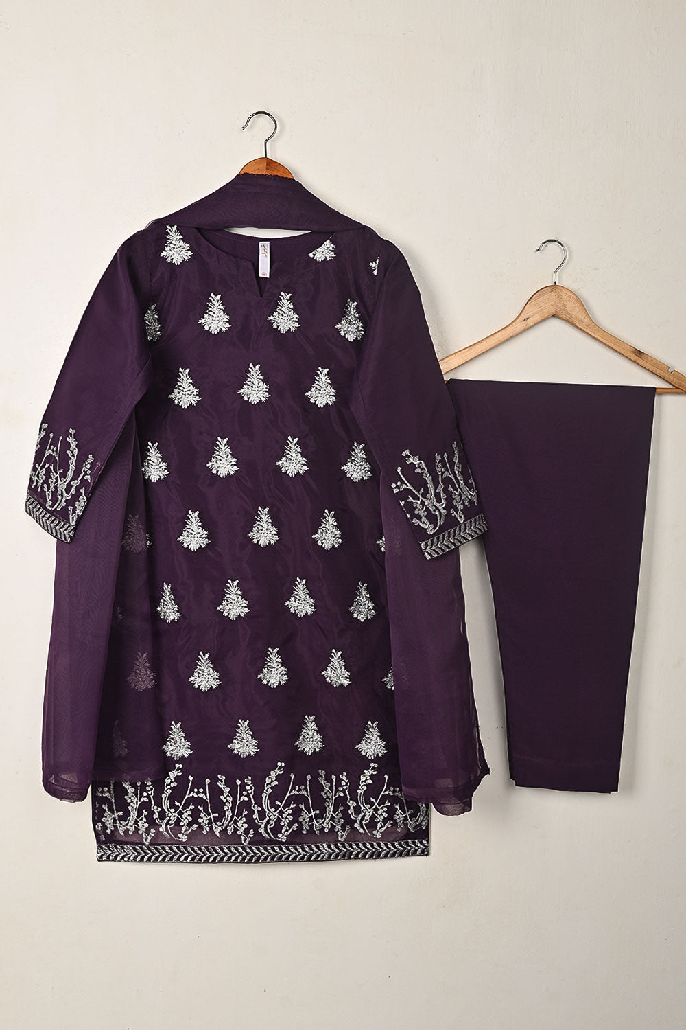 RTW-325-Purple -  3Pc Ready to Wear Embroidered Organza Dress