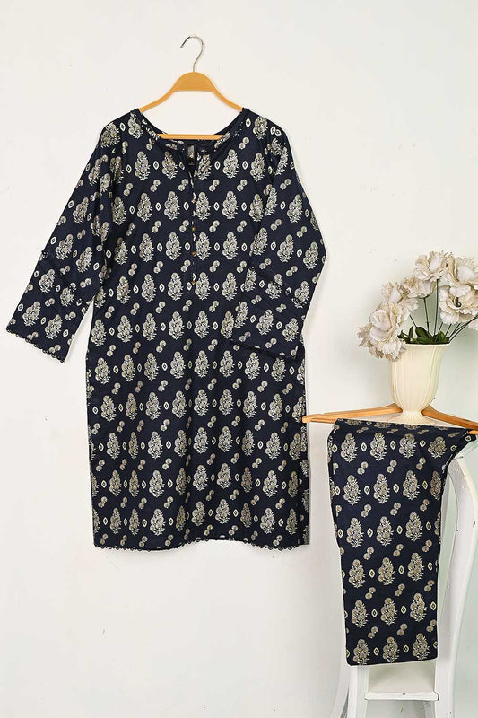 CPTP-14A-NavyBlue - 2Pc Ready to Wear Cotton Printed Co-Ord Dress