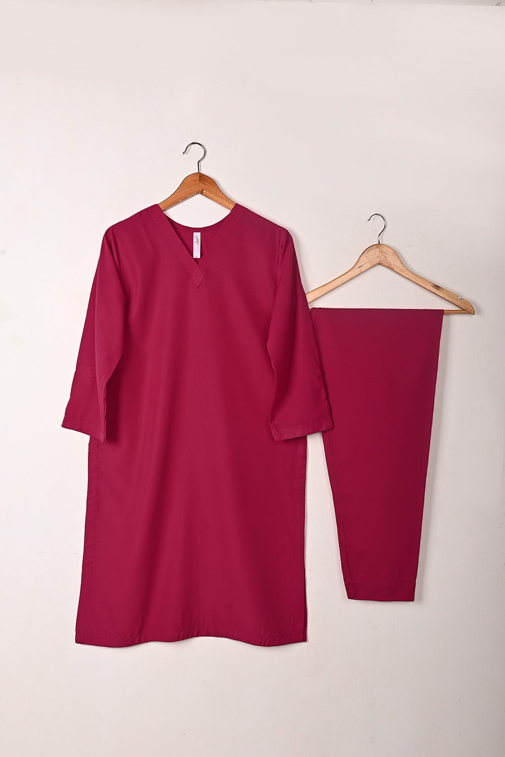 STP-255A-Fuchsia  - 2Pc Ready to Wear Malai Solid Dress