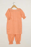 TKF-75-Orange - Kids 2Pc Pc Cotton Jacquard Dress Pc Cotton Jacquard Trouser