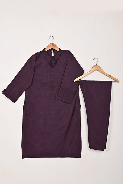 STP-211B-Purple - 2Pc Ready to Wear Cotton Silk Solid Dress