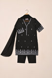 TKF-209-Black - Kids 3Pc Ready to Wear Embroidered Khaddi Fabric Dress