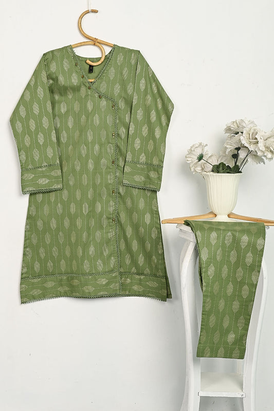 CPTP-10A-Green - 2Pc Ready to Wear Cotton Printed Co-Ord Dress