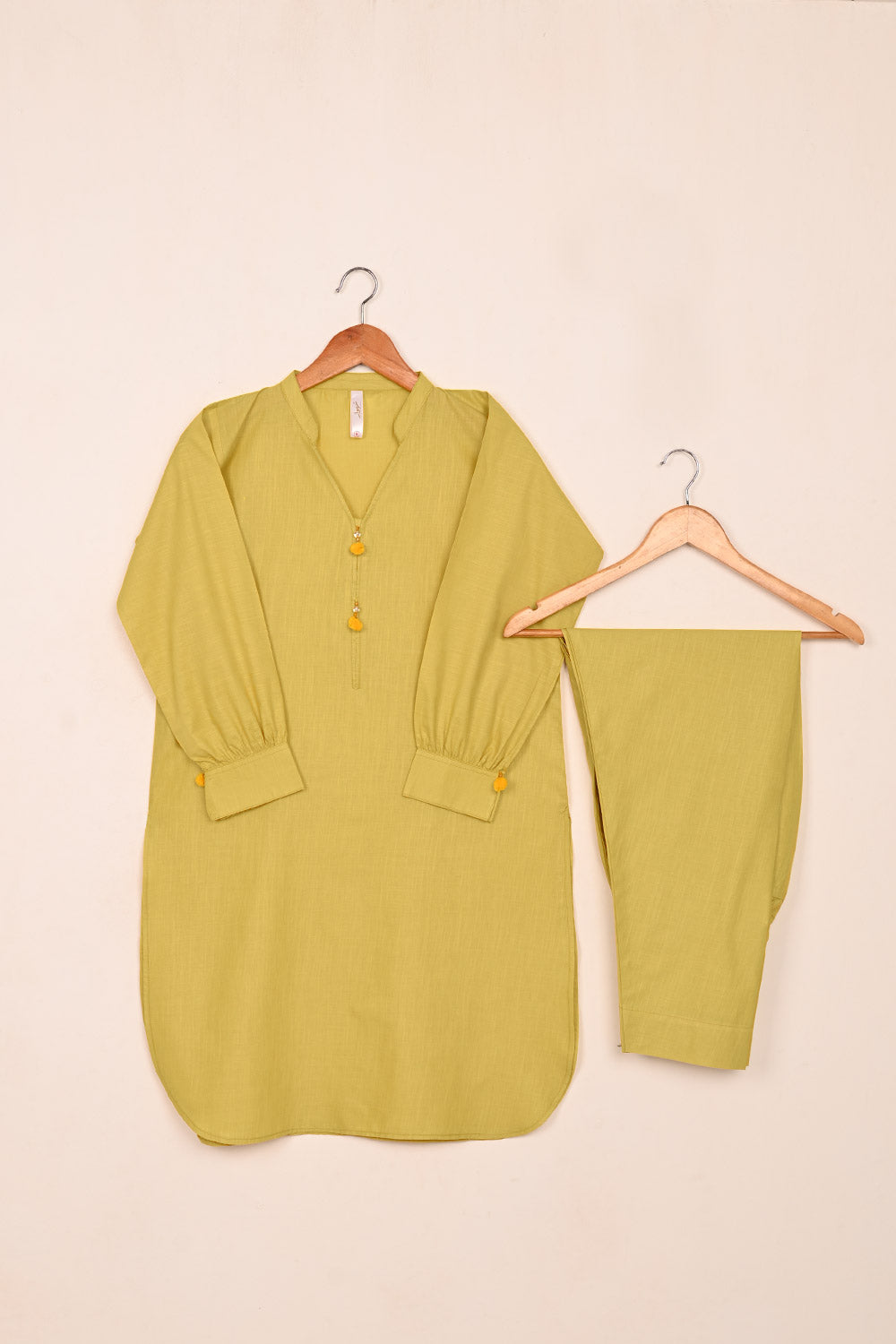 STP-200B-Yellow- 2Pc Ready to Wear Cotton Slub Dress