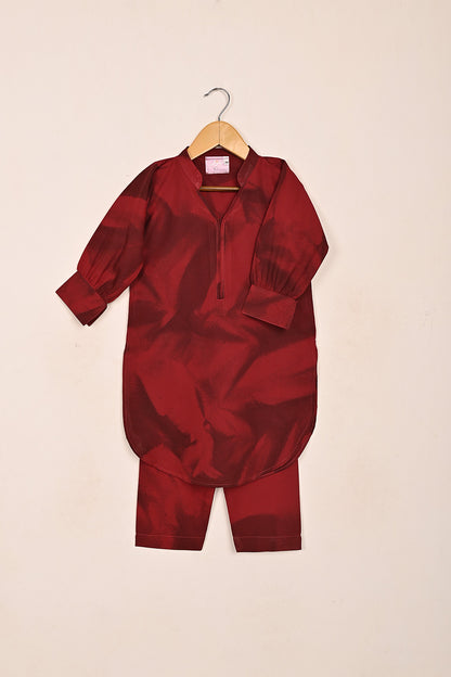 TKF-194-Red - Kids 2Pc Spray Contoured Co-Ord Dress