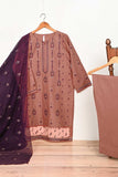 3SP-14A-TeaPink - 3PC COTTON EMBROIDERED Dress With Chiffon Embroidered Dupatta