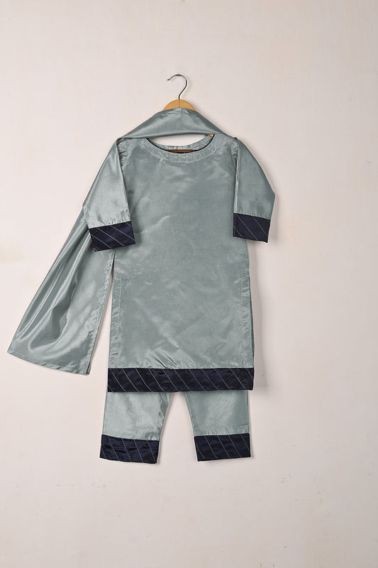 TKF-303-Grey - Kids 3Pc Ready to Wear Silk Formal Dress