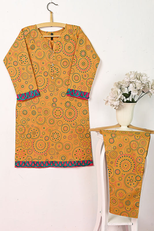 CPTP-8B-Mustard - 2Pc Ready to Wear Cotton Printed Co-Ord Dress