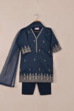 TKF-159-Blue - Kids 3Pc Javeria Net Embroidered Formal Dress