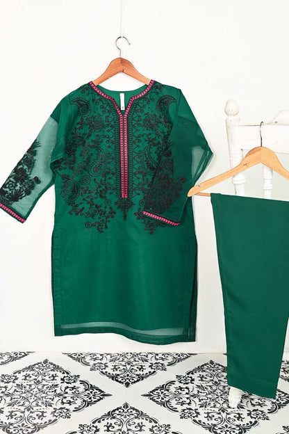 STP-141A-Green - 2Pc Organza Embroidered With Malai Trouser