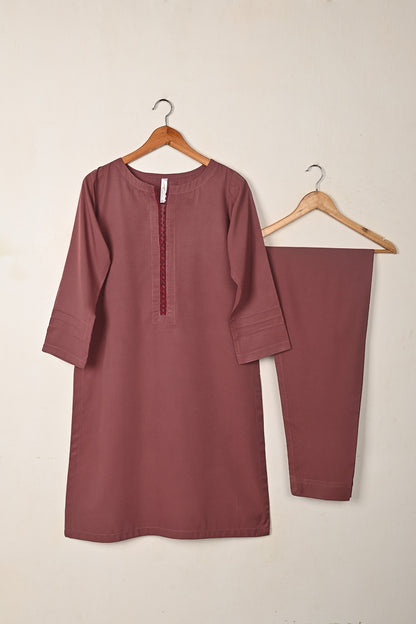 STP-261D-Plum - 2Pc Ready to Wear Malai Solid Dress