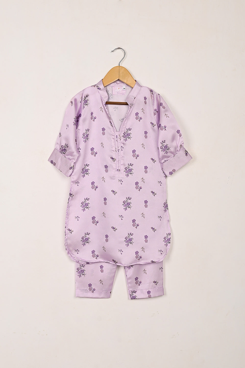 TKF-263-Purple - Kids 2Pc Digital Silk Co-Ord Set