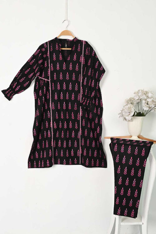 CPTP-12A-Black - 2Pc Ready to Wear Cotton Printed Co-Ord Dress