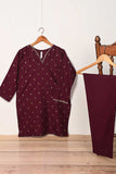 STP-165B-Maroon - 2PC COTTON EMBROIDERED STITCHED