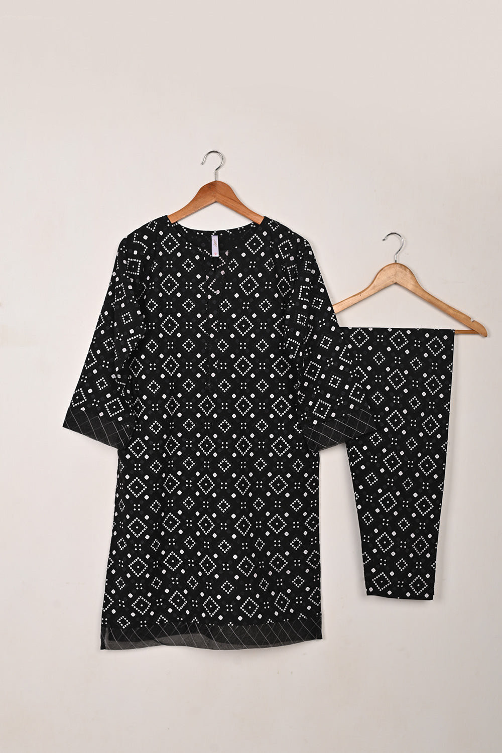 STP-219A-Black - 2Pc Ready to Wear Malai Printed Dress