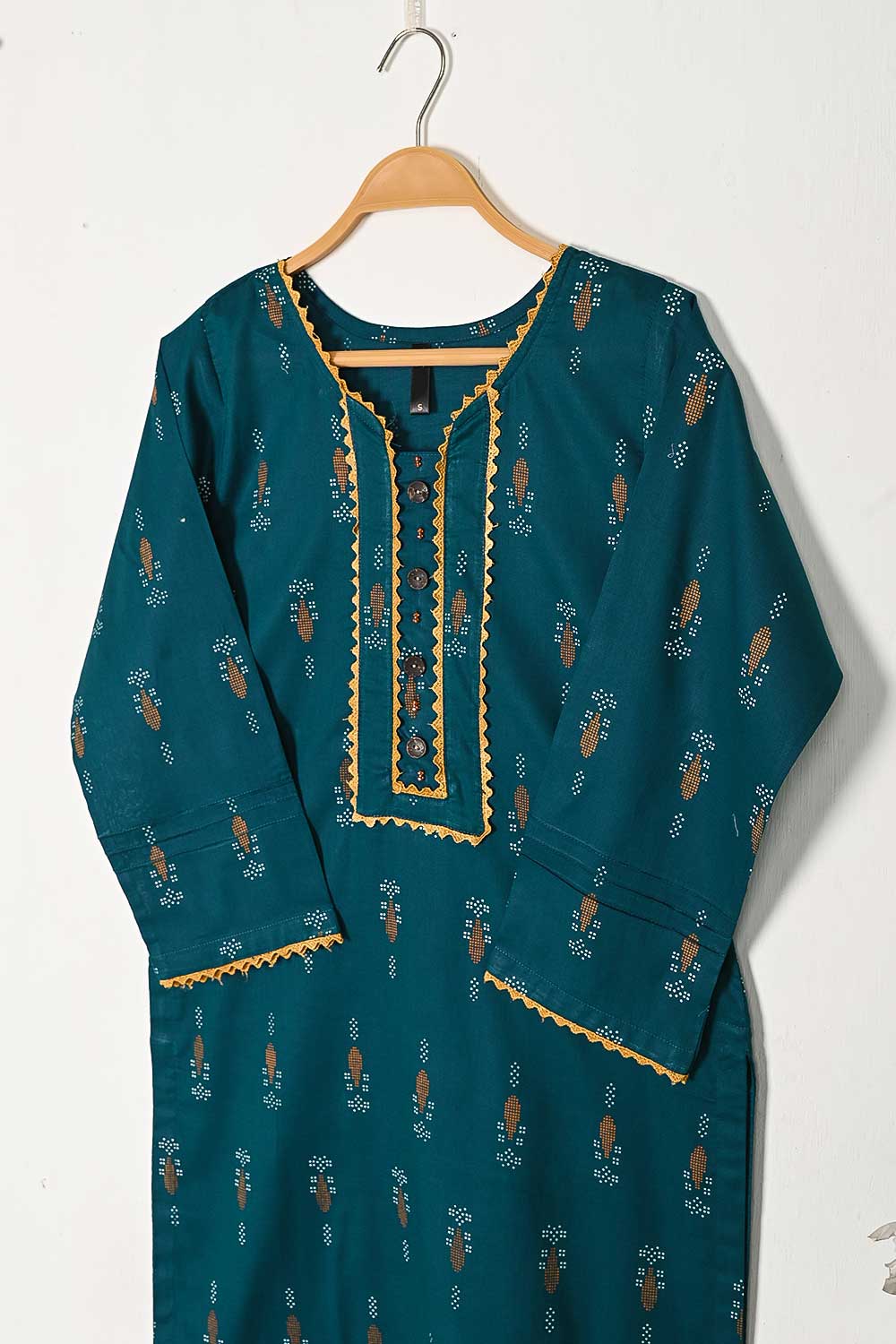 CPTP-11B-Turquoise - 2Pc Ready to Wear Cotton Printed Co-Ord Dress