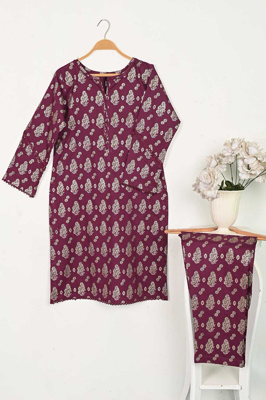 CPTP-14B-Maroon - 2Pc Ready to Wear Cotton Printed Co-Ord Dress