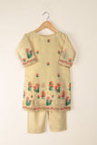 TKF-117-SKIN - Kids 2Pc Embroidered Paper Cotton Dress