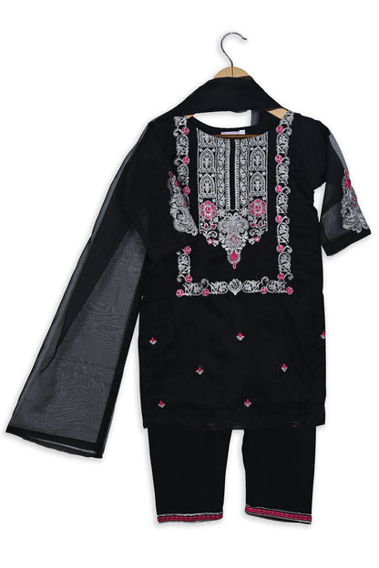TKF-108-Black - Kids 3Pc Organza Formal Dress