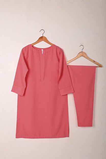 STP-256A-Pink  - 2Pc Ready to Wear Malai Solid Dress