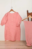 STP-164C-Peach - 2Pc Pc Jacquard Paper Cotton Dress With Pc Jacquard Paper Cotton Trouser