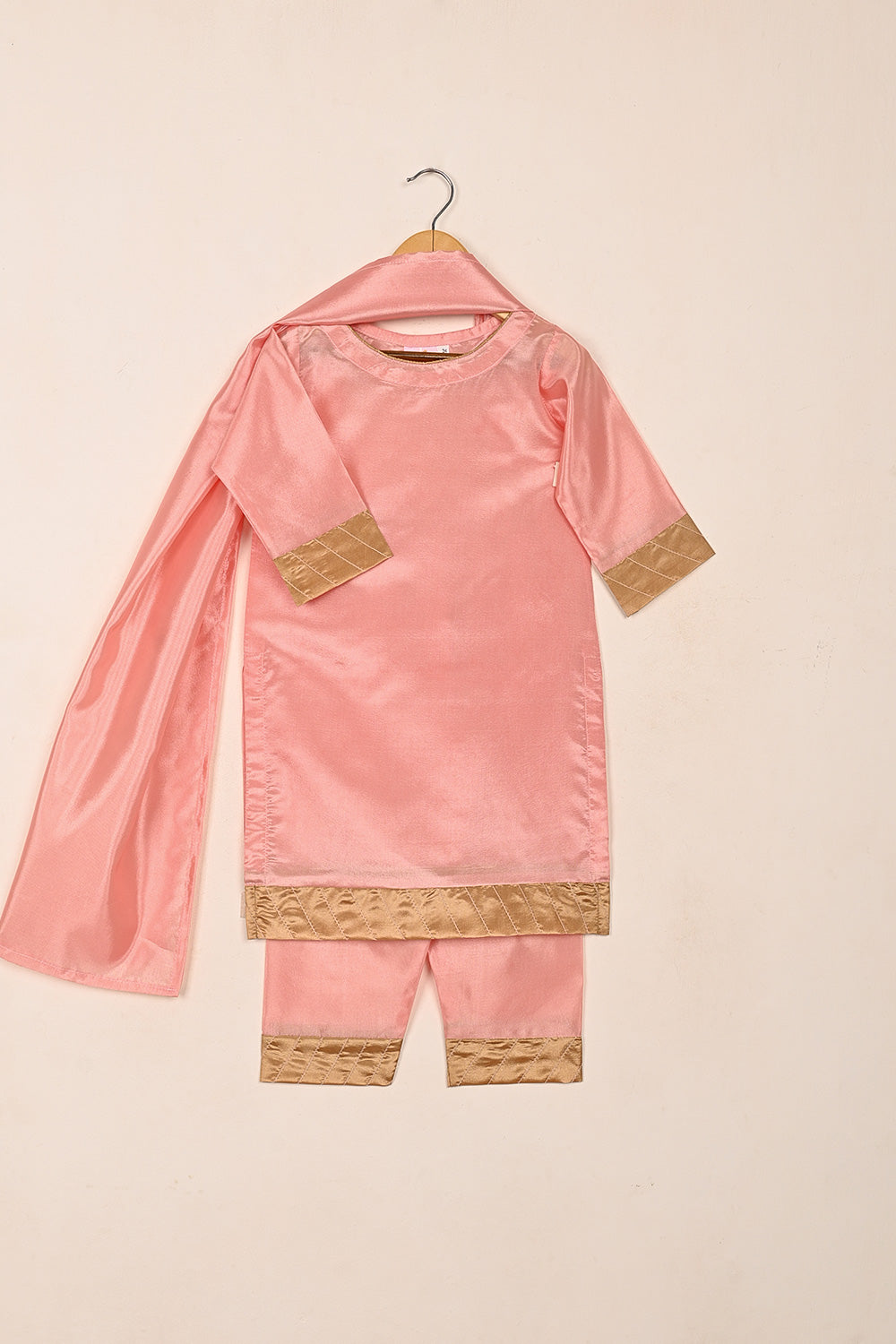 TKF-240-Pink - Kids 3Pc Ready to Wear Silk Formal Dress