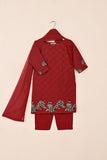 TKF-144-Red - Kids 3Pc Chiffon Embroidered Formal Dress