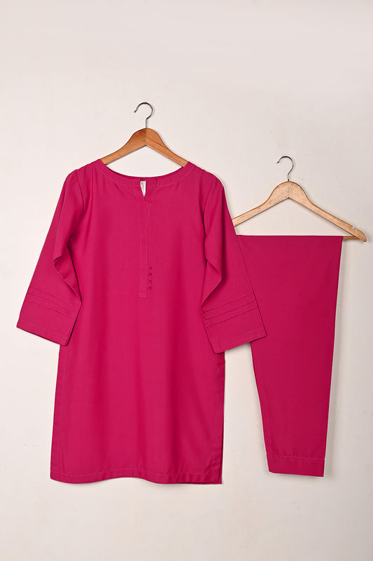 STP-225N- Fuchsia - 2Pc Ready to Wear Malai Solid Dress