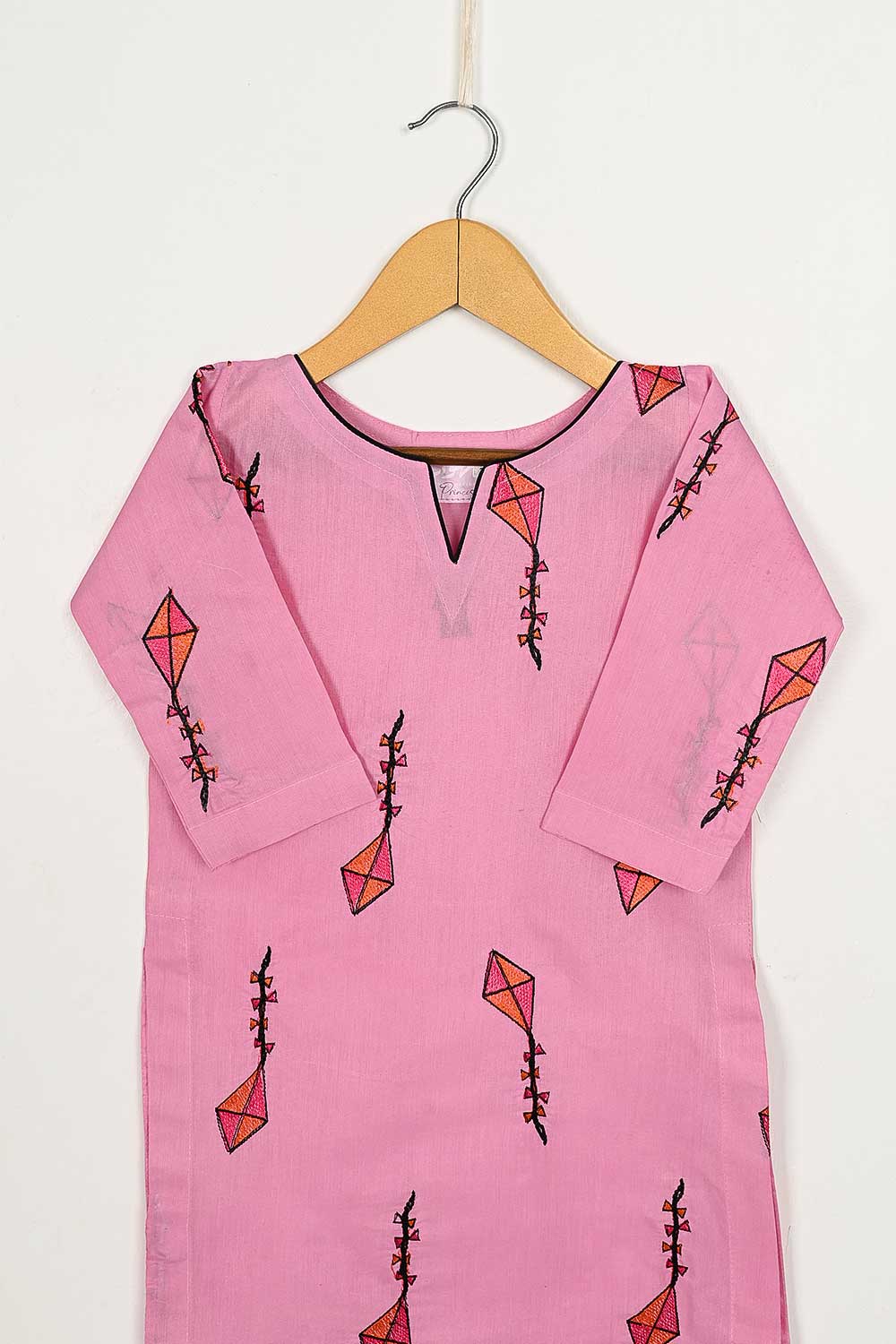 KOS-17-Pink - Kids Pc Cotton Embroidered Stitched Kurti