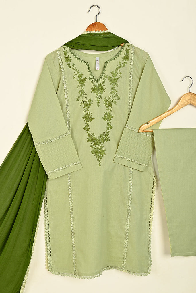 3SP-25A-Pista- 3PC COTTON EMBROIDERED DRESS