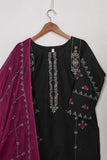 3SP-3B-DarkGrey - 3PC CAMBRIC EMBROIDERED Dress With Chiffon Embroidered Dupatta