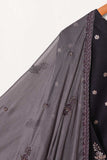 3SP-15B-DarkPurple - 3PC COTTON EMBROIDERED Dress With Chiffon Embroidered Dupatta
