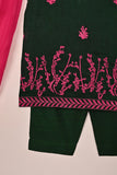 TKF-210-Green - Kids 3Pc Ready to Wear Embroidered Khaddi Fabric Dress