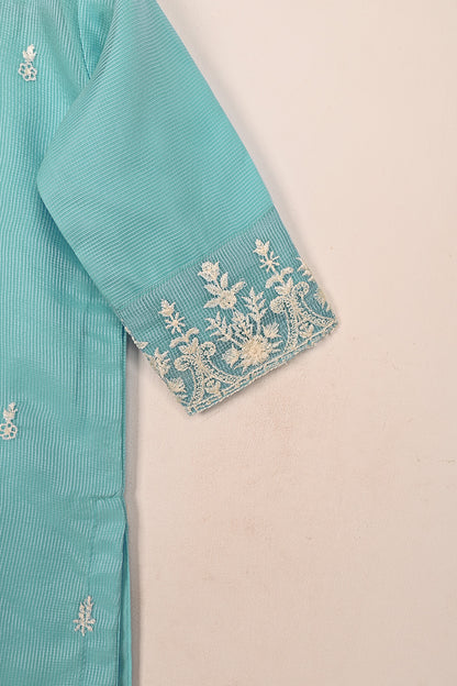 TKF-182-Sky Blue - Kids 3Pc Ready to Wear Javeria Net Embroidered Formal Dress