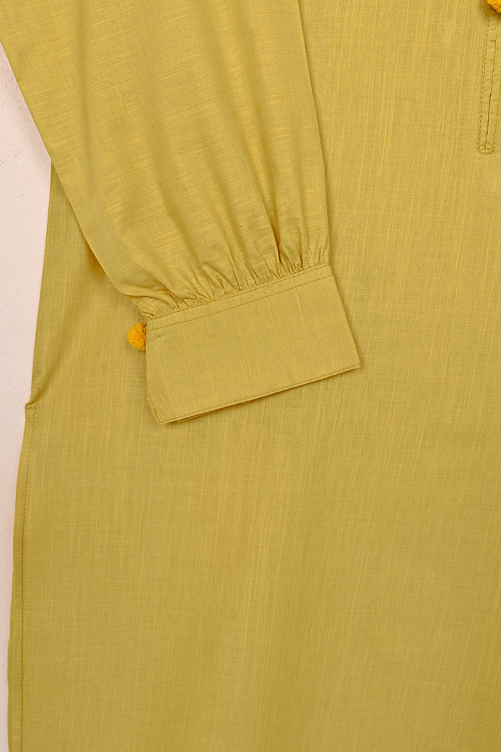 STP-200B-Yellow- 2Pc Ready to Wear Cotton Slub Dress