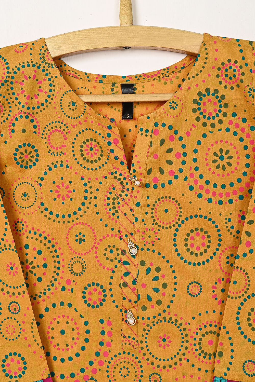 CPTP-8B-Mustard - 2Pc Ready to Wear Cotton Printed Co-Ord Dress