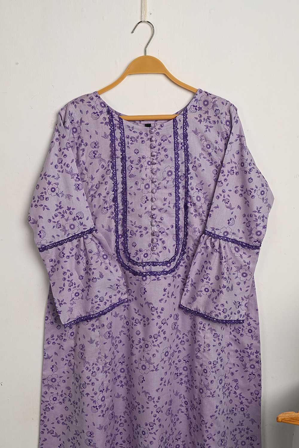 CPTP-17B-Purple - 2Pc Ready to Wear Cotton Printed Co-Ord Dress