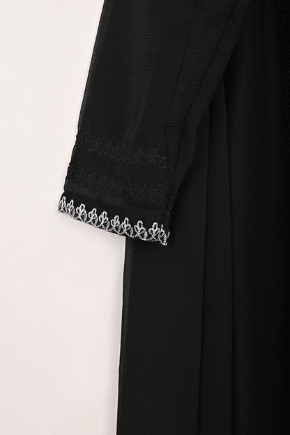 RTW-276-Black -  3Pc Ready to Wear Embroidered Chiffon Dress