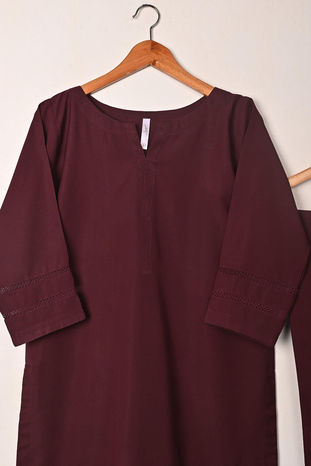 STP-247A-Maroon - 2Pc Ready to Wear Malai Solid Dress