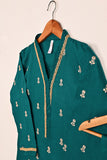 STP-194C-Turquoise - 2PC READY TO WEAR  EMBROIDERED CAMBRIC DRESS