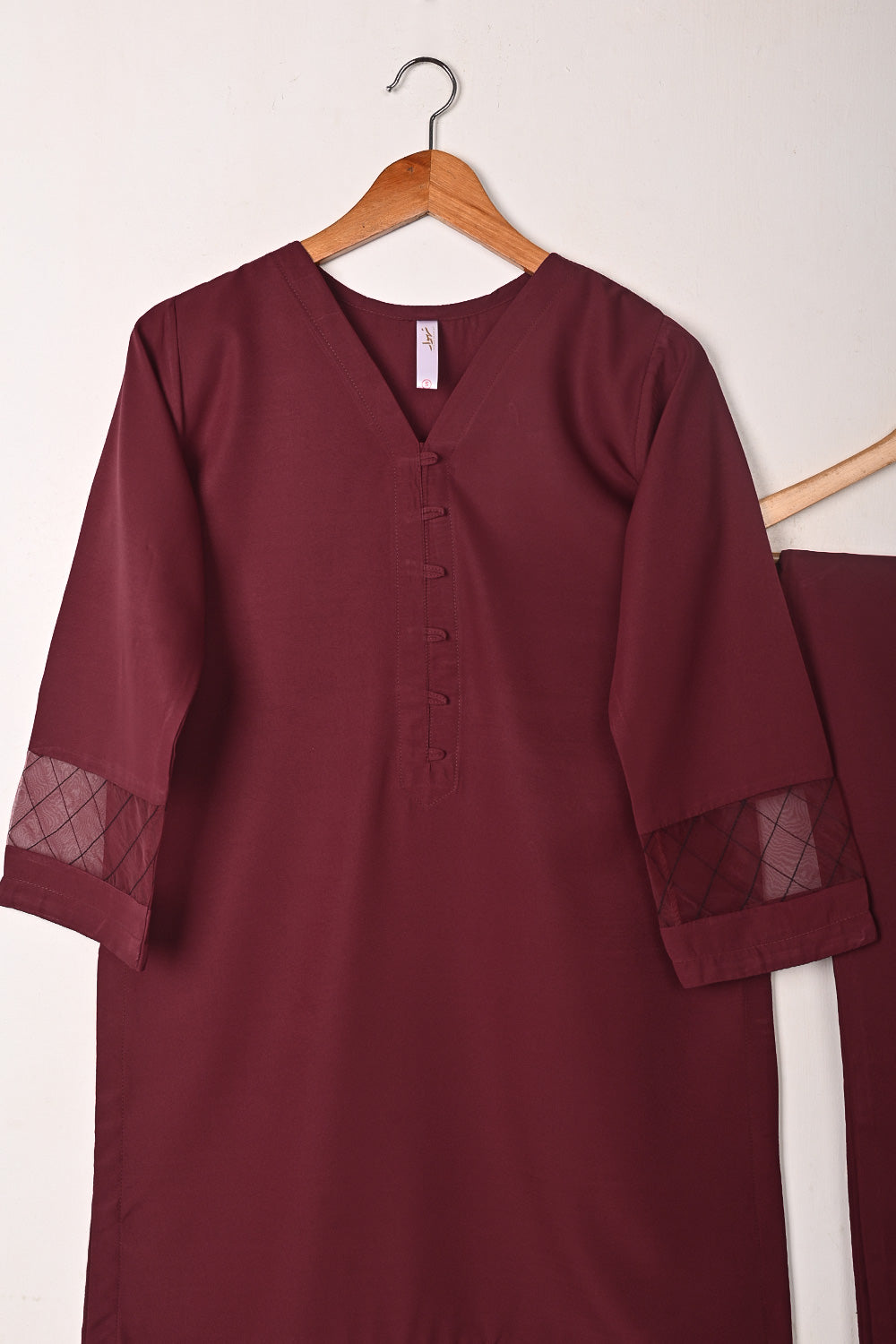 STP-254A-Maroon  - 2Pc Ready to Wear Malai Solid Dress