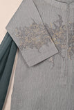 TKF-212-Gray - Kids 3Pc Paper Cotton Embroidered Dress
